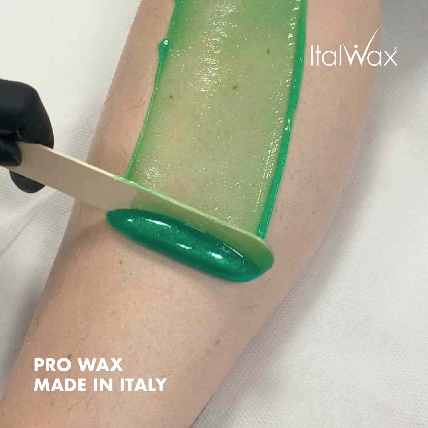 Italwax Top Line Emerald Jelly Wax 1.65lb (750g) – Ultra-Flexible Bright Green Glitter Gel for Large Areas, Applies in Super Thin Layers, Fast-Setting for Efficient Services – Made in Italy