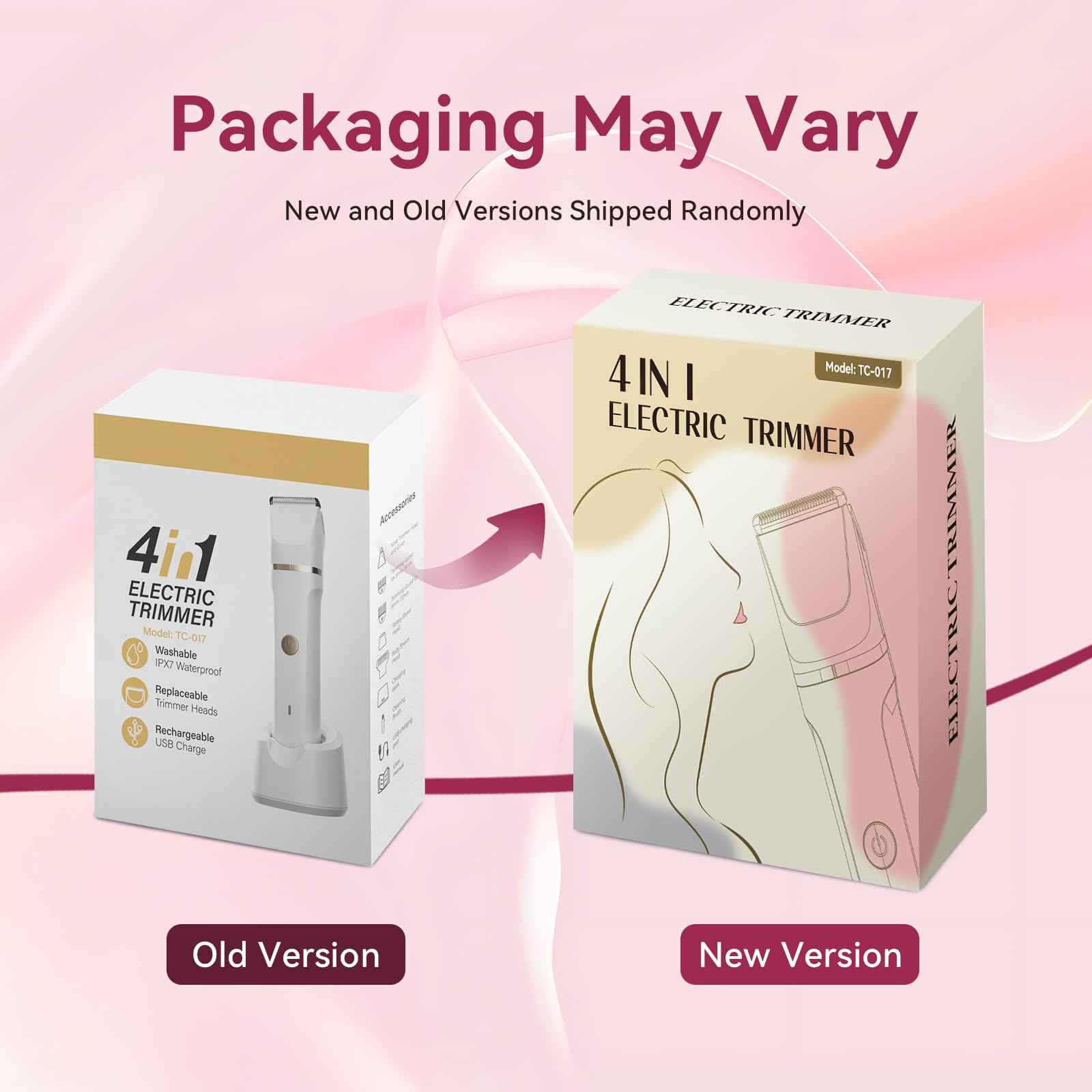 Electric Bikini Trimmer for Women - 4 in 1 Electric Razors for Women, Waterproof Pubic Hair Trimmers and Facial Hair Remover, Replaceable Shaver & Nose Hair Trimmer, Rechargeable Women's Grooming Kit