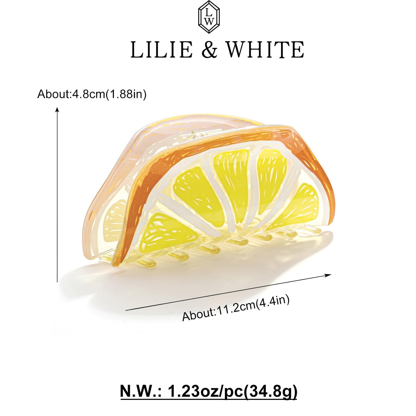 LILIE&WHITE Acrylic Lemon Hair Clips For Women Claw Clip Fruit Hair Clips With Lemon Print Style Cute Summer Claw Clips With Powerful Hair Fixing Accessories