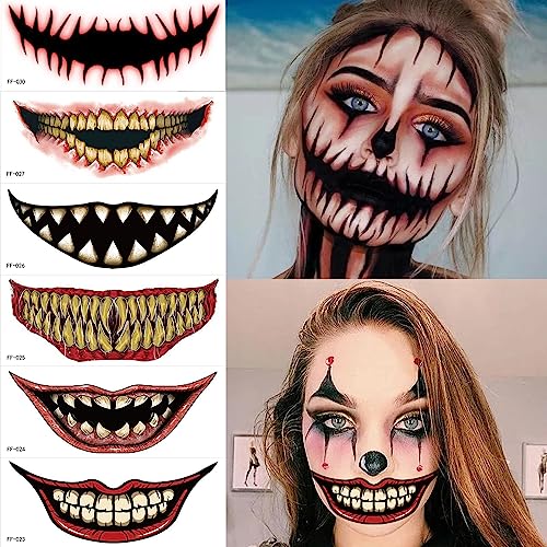 Halloween Temporary Tattoos - 10 Sheet Face Sticker Kit