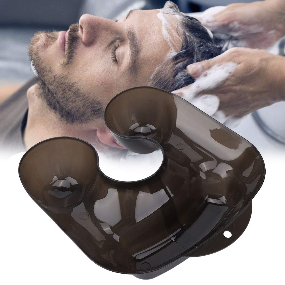 Portable Shampoo Bowl, Large Neck Tray Salon Cutting and Styling Hair Hairdresser Beauty Shoulder Spill Free Perm Container Clothing Protector Hairdressing Hair Color Neck Tray Perm(Transparent black)