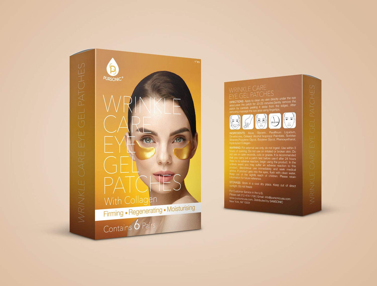 Pursonic | Wrinkle Care Eye Gel Patches with Collagen for Puffy Eyes, Dark Circles, & Wrinkles - Hydrates and Rejuvenates Skin for Anti-Aging Effects