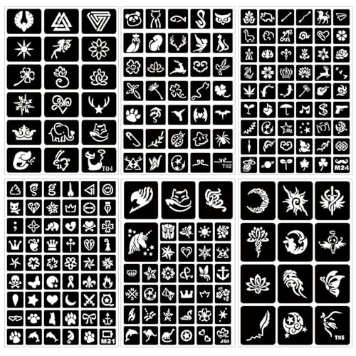 Temporary Tattoo Stencils Kit - 350+ Henna Designs for Face & Body
