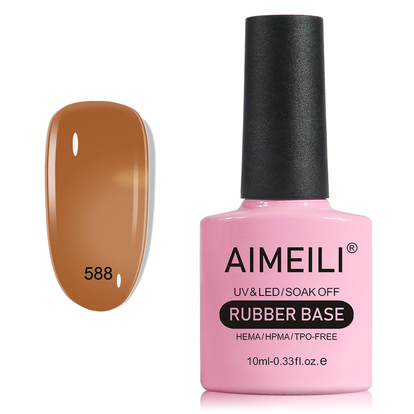 AIMEILI Rubber Base Gel For Nails, Soak Off U V LED Hema Free Clear Sheer Gel Nail Polish, 4 in 1 Nail Strengthen/Enhance/Base Coat/Color Gel Polish - (588) 10ml