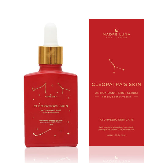 CLEOPATRA'S SKIN Moisturizing Serum – Ayurvedic Face Oil for Oily & Sensitive Skin – Antioxidant, Anti-Aging & Hydrating with Pomegranate & Manjistha, Non-Greasy & Collagen-Boosting Glow Oil