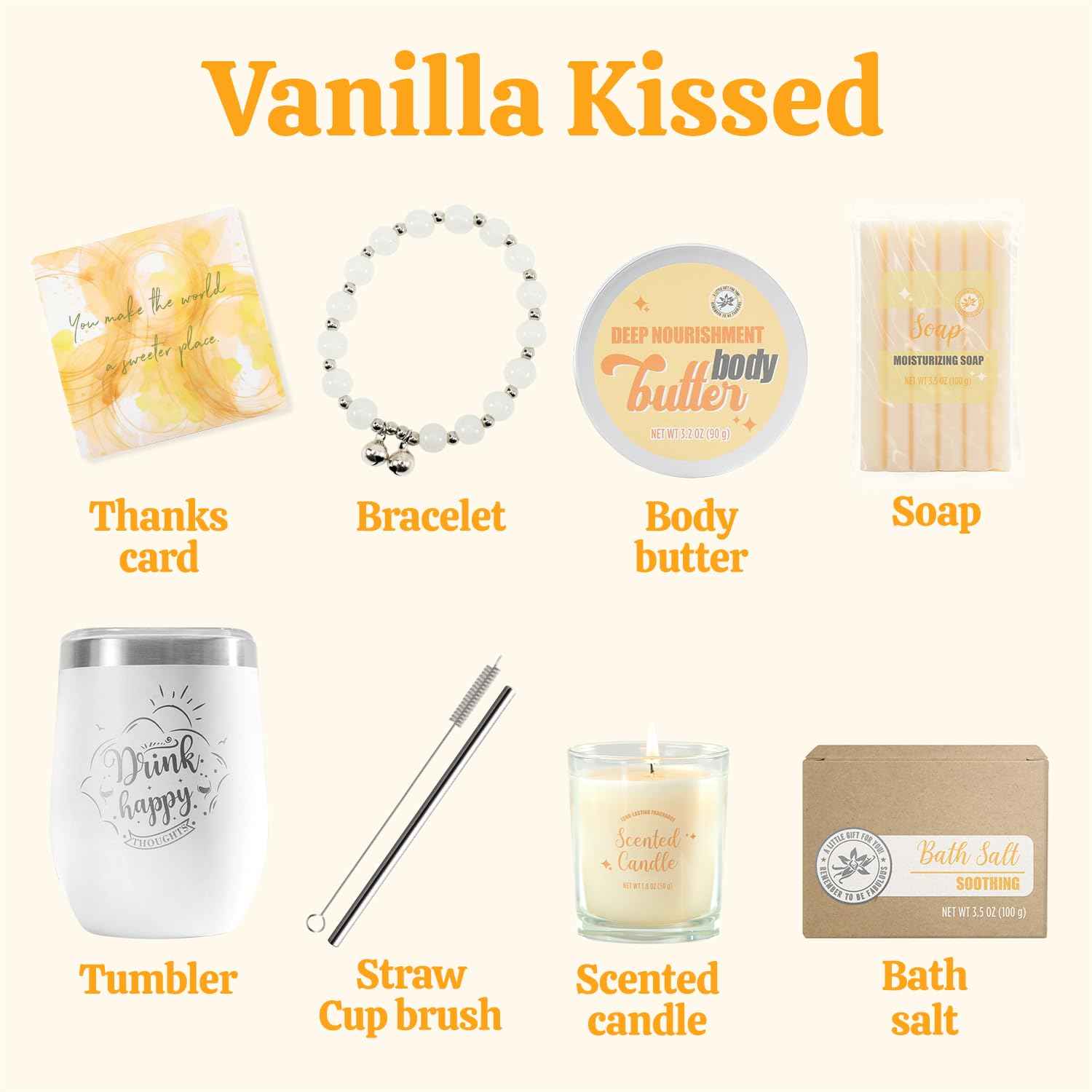 Gifts for Women BODY & EARTH Birthday Gift Sets, Vanilla Bath Set Spa Gifts for Women, 6pcs Womens Gift Vanilla Spa Kit for Christmas