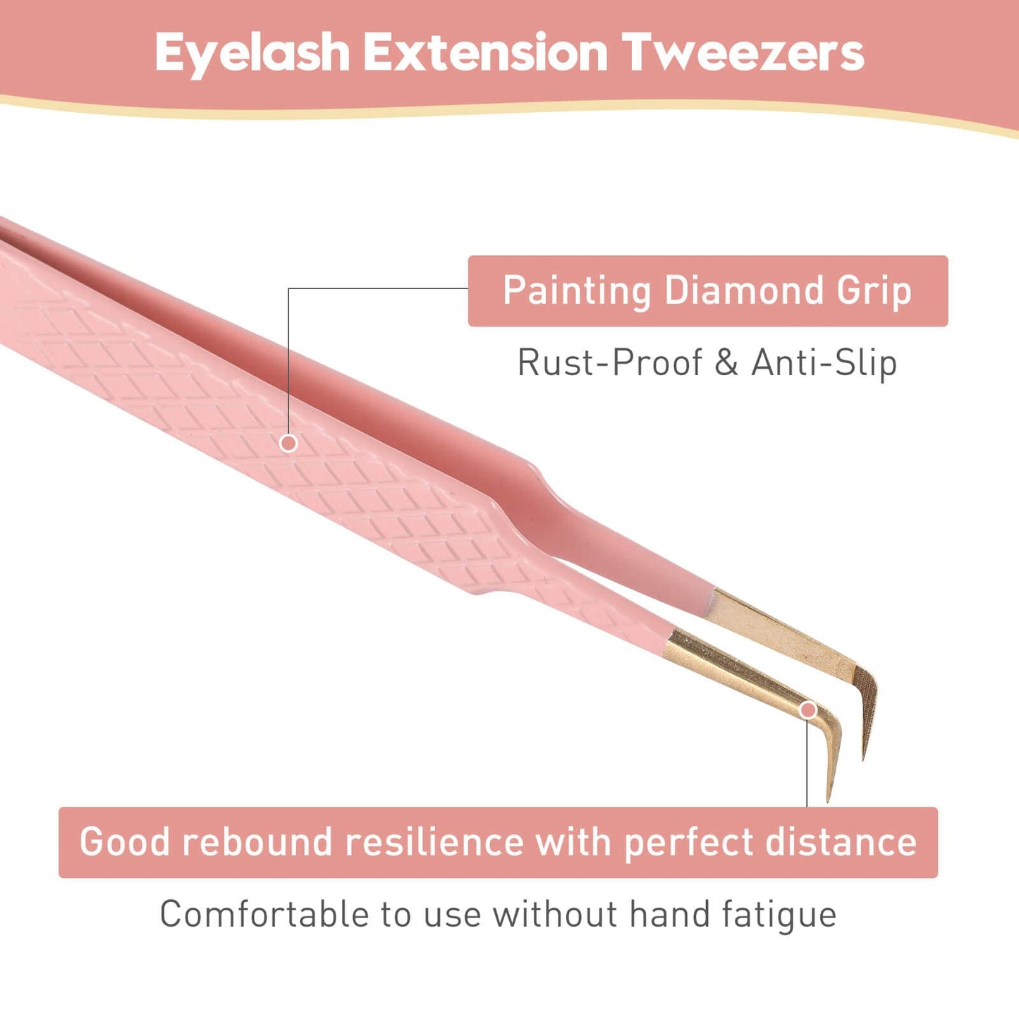 Ms.Queen 90 Degree Lash Tweezers for Eyelash Extensions, Precision Fiber Tip Grip Mega Volume Lash Tweezers