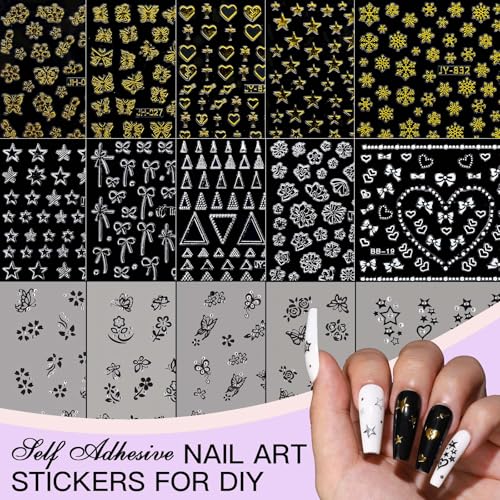 Teenitor Nail Art Kit with 3D Charms, Rhinestones & Brushes