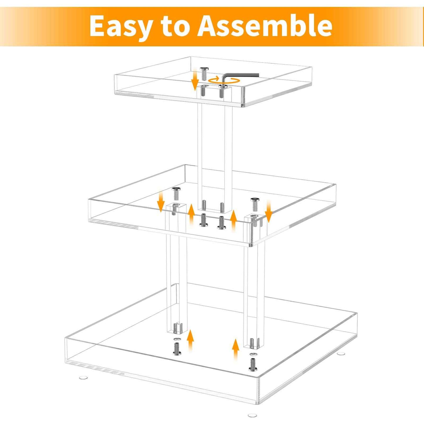 NIUBEE 3-Tier Perfume Organizer, Clear Resin, Rectangular Tray, Sturdy Design, Space Saver, Convenient Access, Easy Assembly