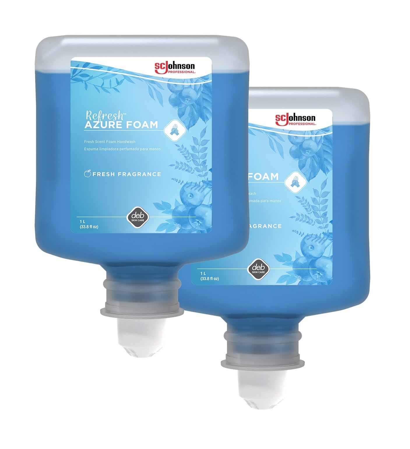 SC Johnson Professional Refresh Azure Foam, Foam Hand Wash, Foaming Hand Soap, 1 Liter Cartridge, 2 Count, for Professional Use Only