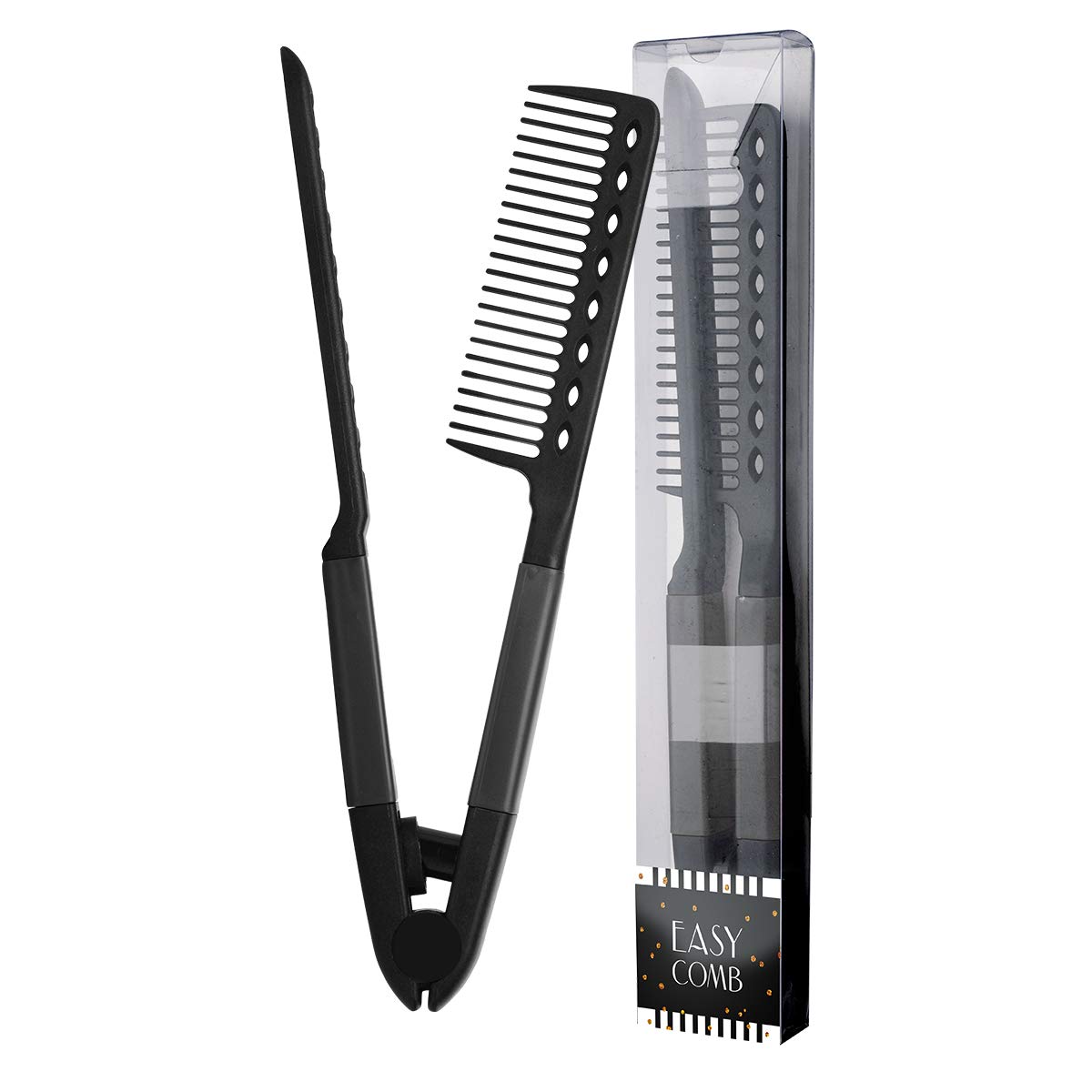 HerStyler Hair Comb For Straightening - Protects Hands - No More Knots - Styles Like A Pro - Versatile Hair Styling Comb - Travel Friendly (Black, Plastic, Dry Hair, 1 Count Pack of 1)