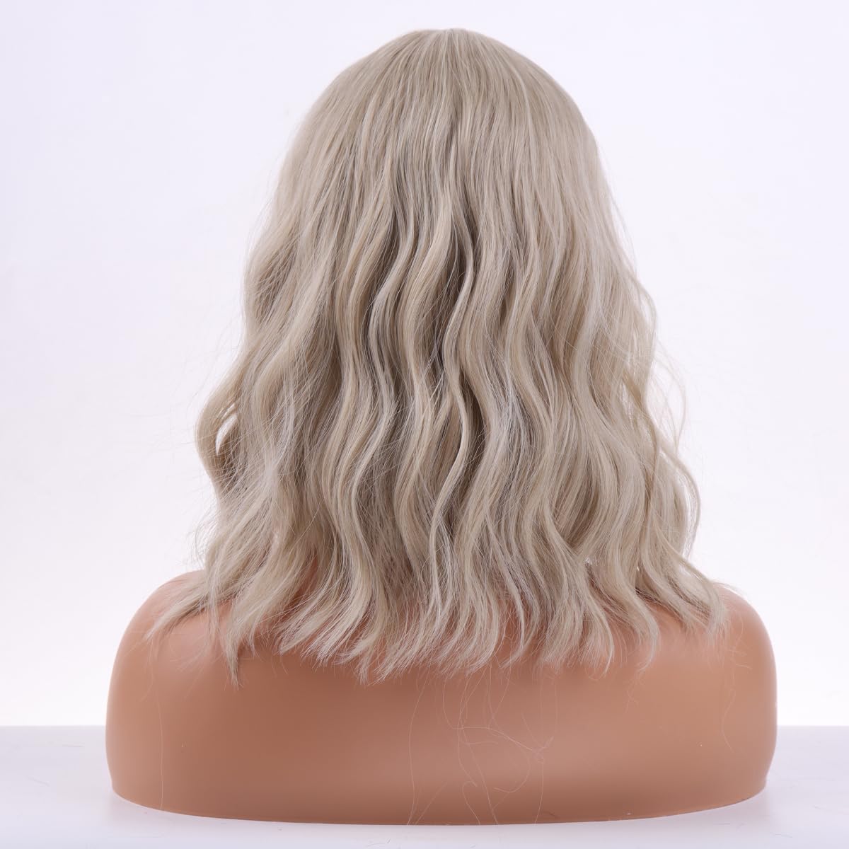 WTHCOS Brown Wig with Bangs Short Brown Wig for Women Black Mix Brown Wig Short Curly Wavy Brown Bob Wig Synthetic Wig for Daily Party Wig Cap Include