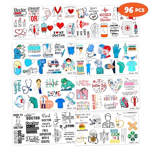 96 PCS Temporary Tattoos - Doctor & Medical Theme Party Favors