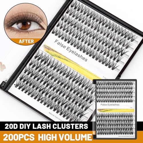 Vayator 7D-50D False Eyelashes Kit, 200pcs D Curl 10-18mm Mink