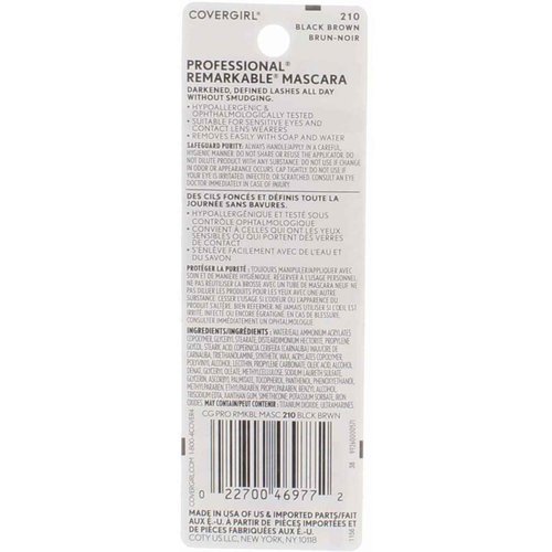 COVERGIRL Professional Remarkable Washable Mascara, Black Brown [210] 0.30 oz (Pack of 6)