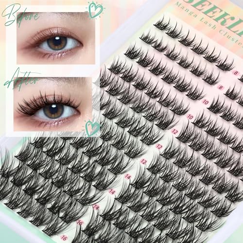Manga Eyelash Extensions - Natural Fluffy Cluster Lashes 144PCS
