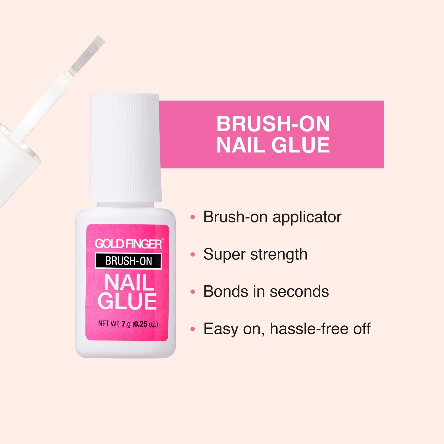 Goldfinger Brush-On Nail Glue, Effortless Easy Application with Strong, Fast-Setting Liquid Adhesive, Hassle-Free, Durable Ultra Hold for Perfect Nail Bonding 1pc