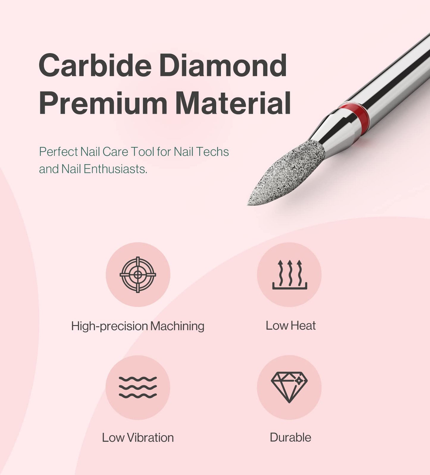 MelodySusie 2mm Flame Shape Cuticle Clean Nail Drill Bit 3/32'', Professional Safety Carbide Diamond Under Nail Cleaner for Cuticle Dead Skin Nail Prepare, Beginners Bits, Series Bit-S, Fine