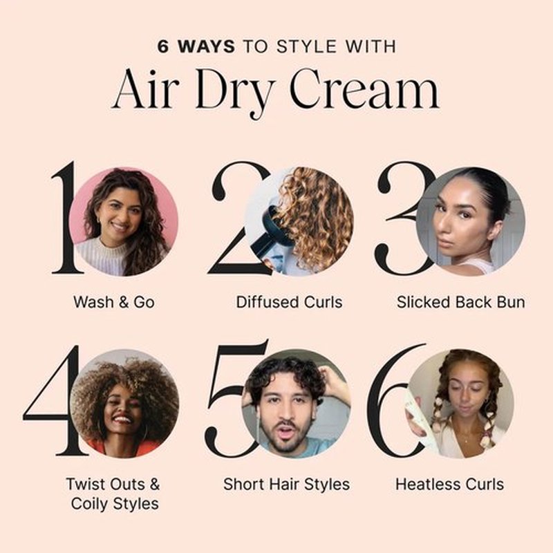 Complete Air Dry Cream, No Heat Air Dry Cream, Hydrating Hair Styling Creams, Frizz Control & Enhances Natural Texture, Color-Safe & Lightweight Leave-In for All Hair Types (5FI.OZ, 1pcs)