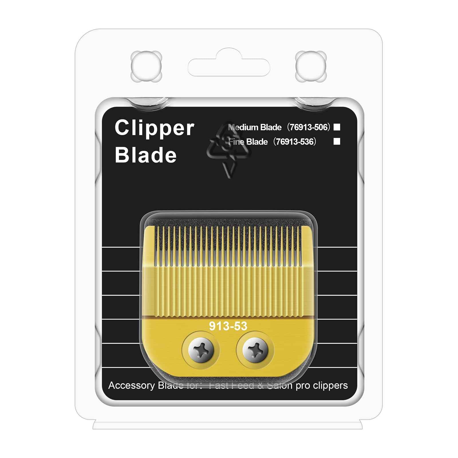 913-53 Fine Blade Replacement Trimmer Blade Compatible with Oster Fast Feed 076023 and Salon Pro Clippers 076830 Blades Replacement，Golden