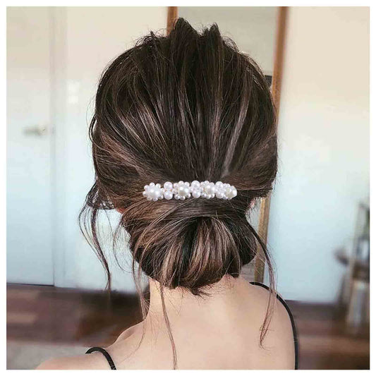 Allereyae Pearl Hair Comb Barrette Pearl Hair Barrette Comb Faux Pearl Wedding Headpieces French Pearl Head Comb Clip Decorative Headwear Bride Hair Accessories for Women (Style D)