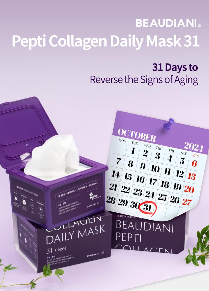 BEAUDIANI Collagen mask Overnight Facial with Collagen Mask 31 sheet masks pick and quick mask, face mask, Korean skincare,Collagen mask for face