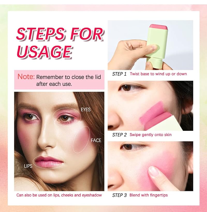 Lovelycat Blush Stick - Waterproof Cream Powder Blush, Long Lasting