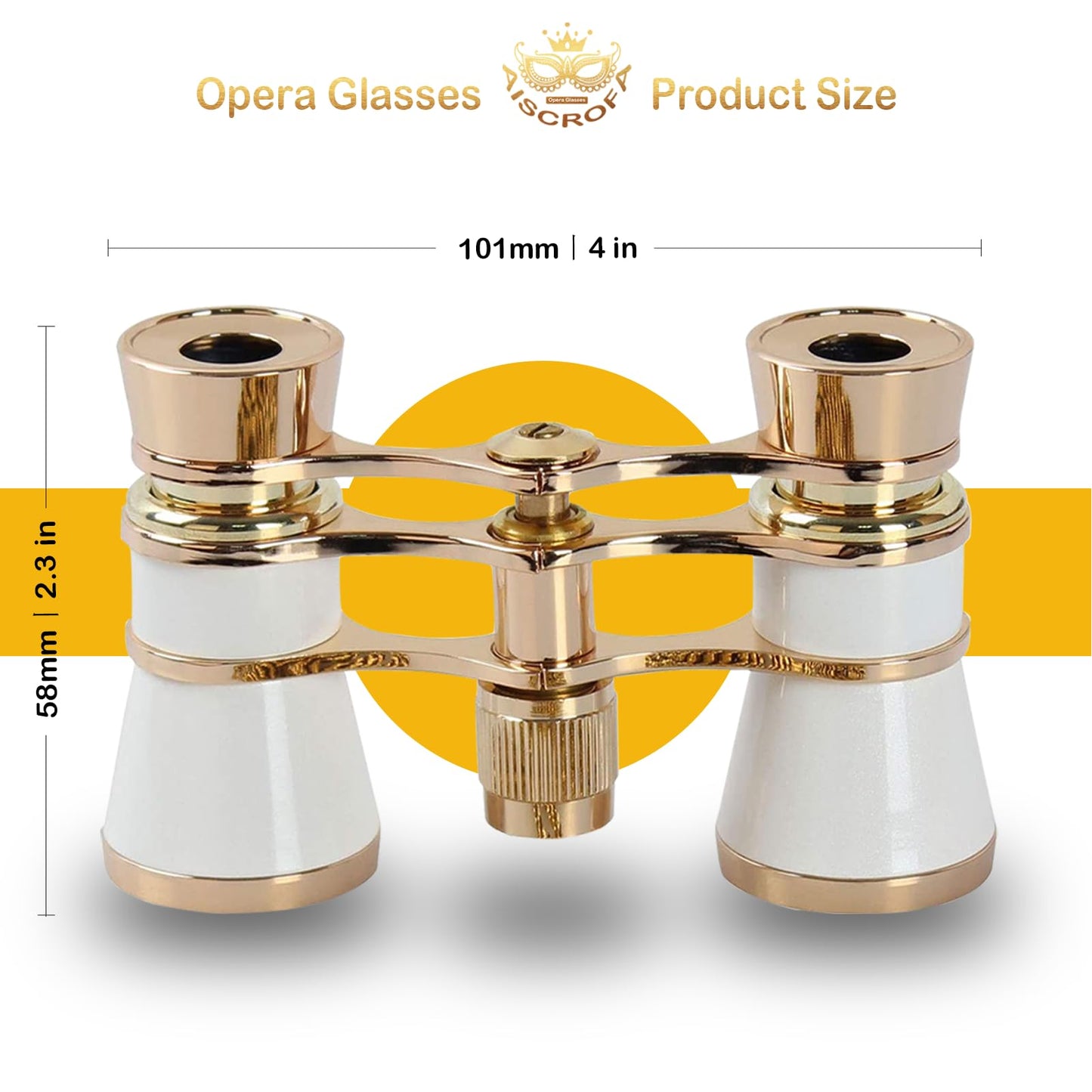 AiScrofa Opera Glasses Binoculars 3X25,Mini Binocular Compact Lightweight,with Chain for Adults Kids Women in Musical Concert (White with Chain)