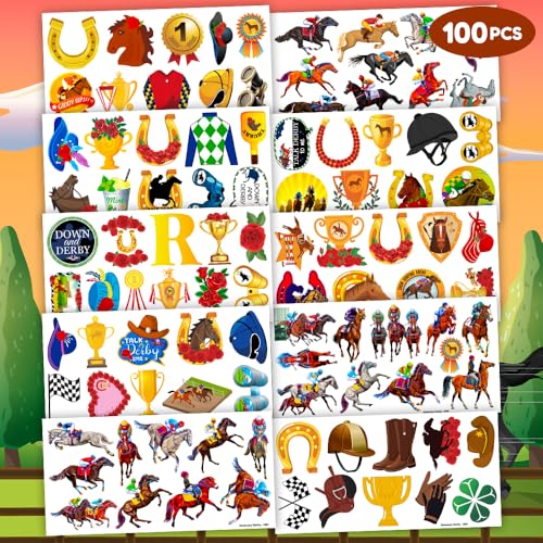 Horse Racing Temporary Tattoos - 96 Pack for Kids Parties