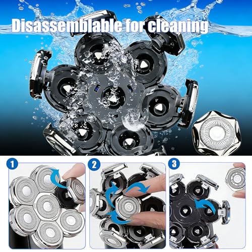 7 Head Shaver Replacement Heads for Freebird Shaver Bald Men, Head Shavers for Men,Shaver Replacement Blades for Rotary Shavers (Silver/2 count)