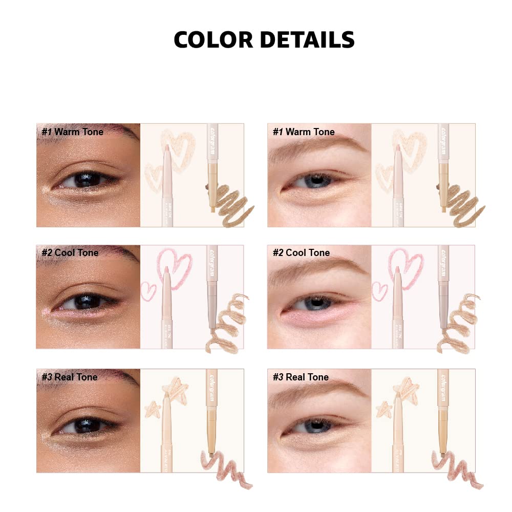 COLORGRAM Under Eye Highlighter Stick 03 Real Tone | Silky-Smooth Long-Lasting Highlighter & Contouring Stick for Smudge-Proof, Shining Daily Makeup | K-Beauty Face Highlighters & Luminizers