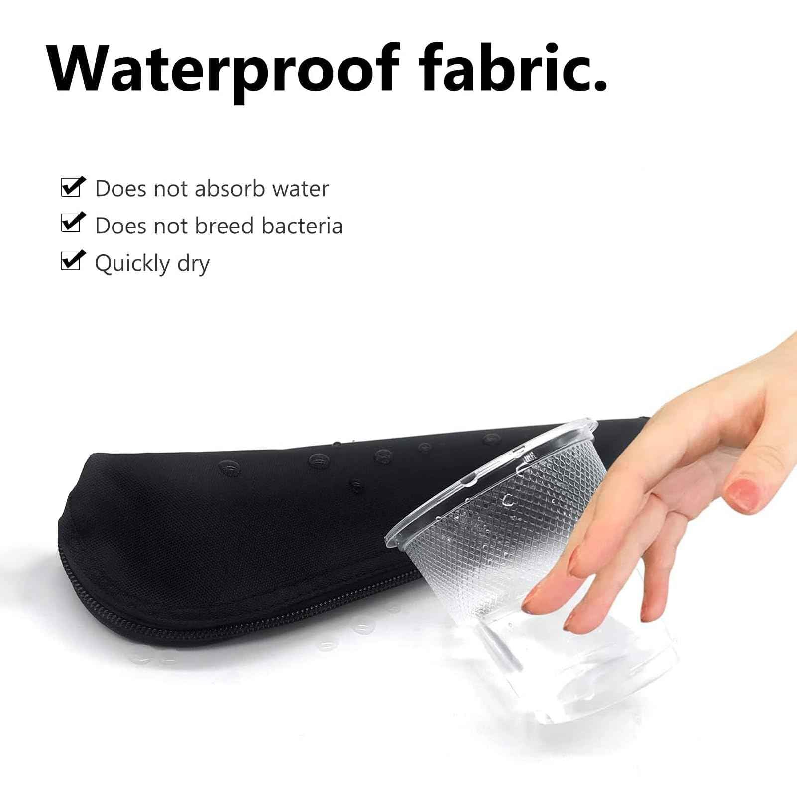 Aosbos Small Makeup Brush Holder Bag, 8.0 x 2.6 IN, Travel Cosmetic Pouch Organizer for Make Up Brush Traveling Case, Black Multi-Functional Pouch