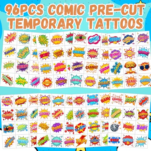 96pc Hero Temporary Tattoos - Party Favors & Classroom Prizes