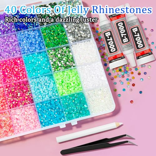 43500 Resin Rhinestones 3mm 40 Colors Flatback Gems & Glue Kit