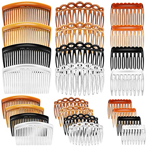 24-Piece French Hair Side Combs Set - 3 Sizes, 4 Colors