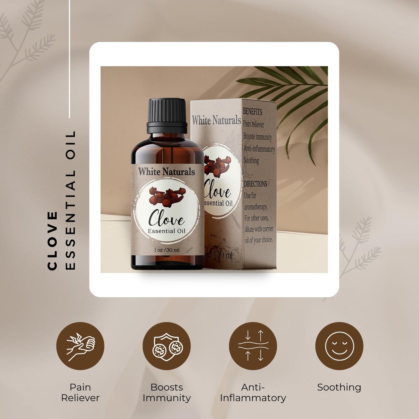 Organic Clove Essential Oil - 100% Pure & Natural, Therapeutic Grade, Undiluted, Premium Quality Aromatherapy Oil for Diffuser, Hair, Skin, Teeth, Gums & Oral Discomfort