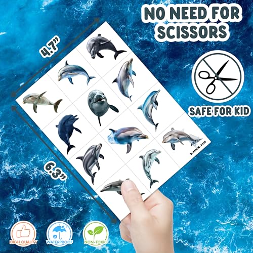 96 PCS Dolphin Temporary Tattoos | Ocean Shark Party Favors
