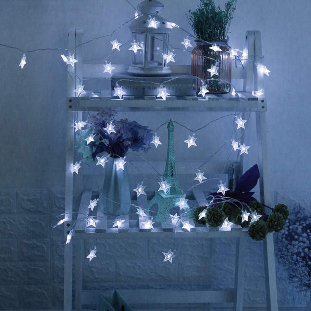 Twinkle Star 100 LED Star String Lights, Plug in Fairy String Lights Waterproof, Extendable for Indoor, Outdoor, Wedding Party, Christmas Tree, New Year, Garden Decoration, White