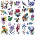 Tazimi 3D Watercolor Temporary Tattoos for Women (9 Sheets)