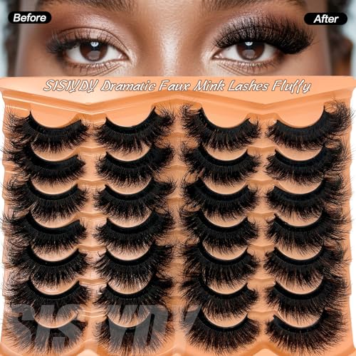 Fluffy Mink Lashes 14 Pairs - 20mm D Curl Volume Eyelashes