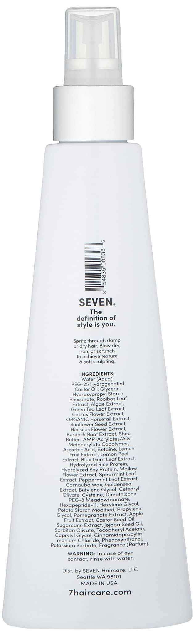 SEVEN Hair Care CUBICA TOUSLE Texture Hair Spray for Women & Men, Dry Wax Hairspray for Volume, Body + Beachy Waves, ProVitamin B5, Green Tea, Sunflower Seed + Jojoba, Cruelty Free, Made in USA, 8 oz