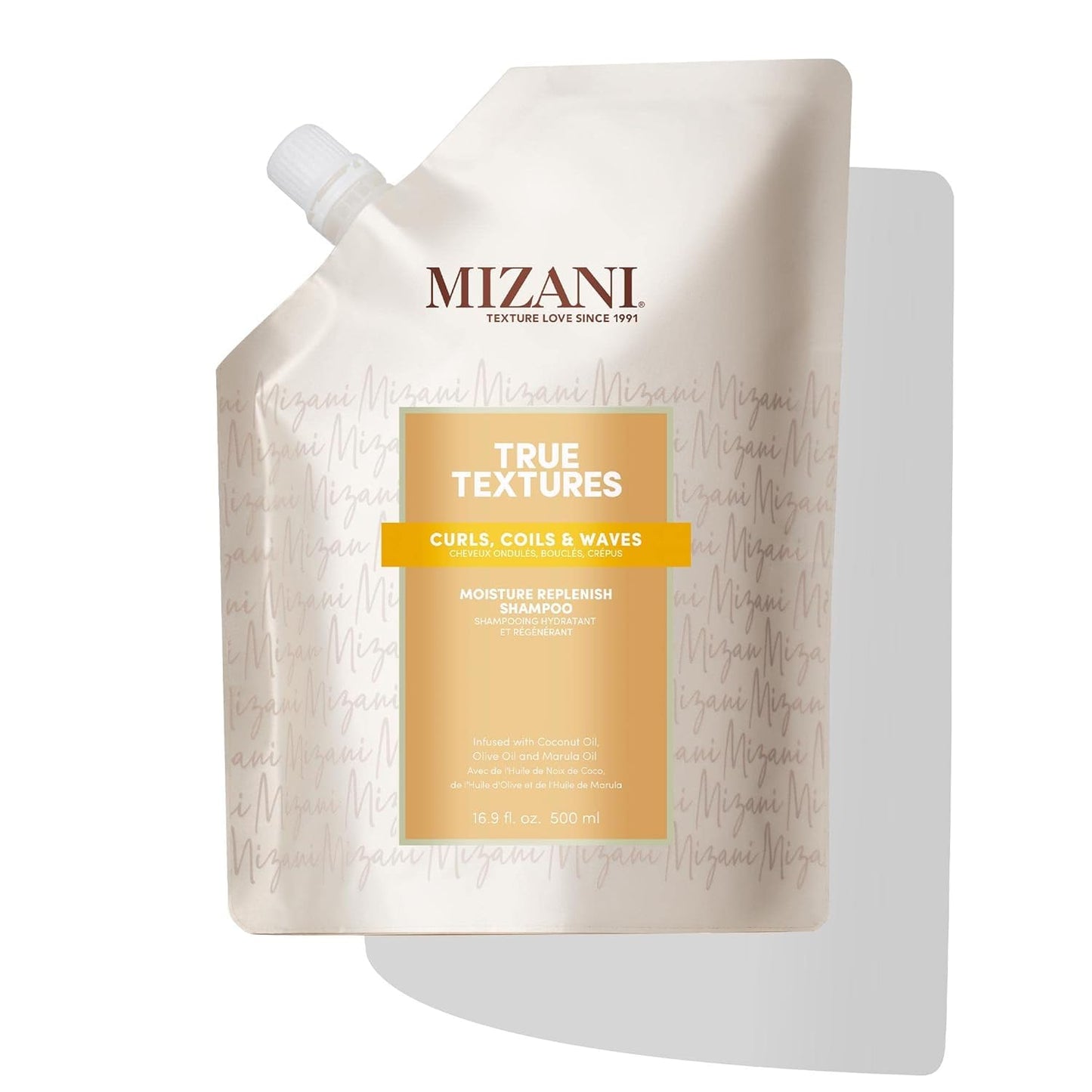 Mizani True Textures Moisture Replenish Shampoo | Smooths & Hydrates | with Coconut Oil | Sulfate & Paraben-Free | for Curly Hair | 16.9 Fl Oz