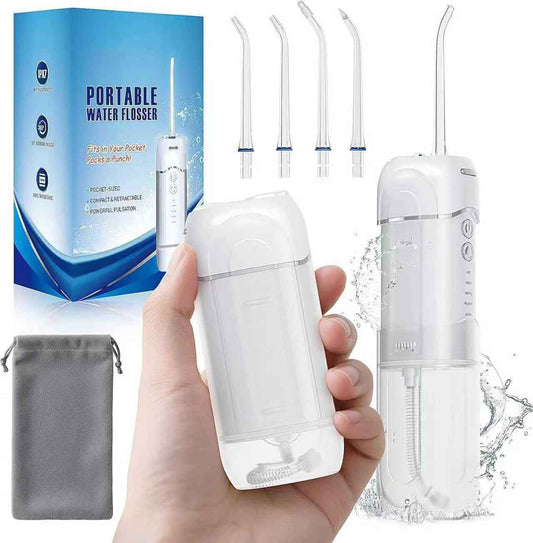 Sanguisync Mini Cordless Water Flosser for Teeth, Portable 5 Modes Travel Dental Water Flosser, 36-Day Battery Life, Detachable Tank, IPX7 Waterproof Oral Irrigator for Brace, Sensitive Gum, Implant