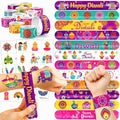 72PCS Diwali Party Set - 48PCS Temporary Tattoos & 24PCS Slap Bracelets - Festival Happy Indian -Themed Birthday Supplies, Baby Shower Gifts, Classroom Rewards & Party Decor for Kids