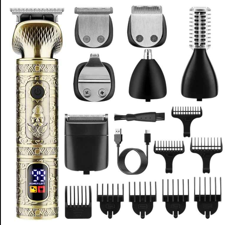 Men's 7 in 1 Beard Trimmer & Hair Clipper, Cordless Rechargeable Grooming Kit
