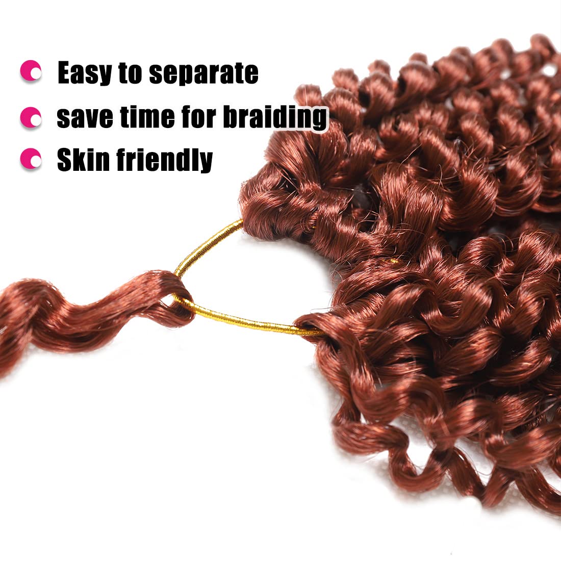 Passion Twist Hair 18Inch 6Packs Water Wave Crochet Hair Copper Red Passion Twists Braiding Hair Long Bohemian Braids Hair Synthetic Extensions (18Inch, 350#)