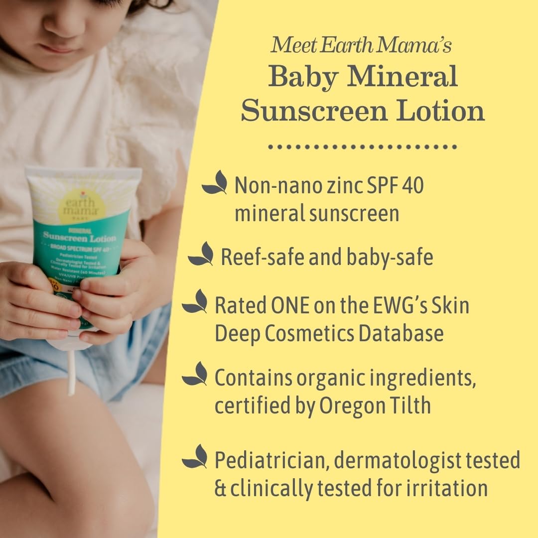 Earth Mama Baby Face Mineral Sunscreen Stick & Lotion Set, SPF 40 | Reef Safe, Non-Nano Zinc, Contains Organic Cocoa Butter, Shea Butter, Aloe & Calendula | Babies, Kids & Family