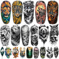77 Sheets Temporary Tattoos, 17 Sheets Half Arm Wolf Lion Tiger Bear Leopard Eagle Fake Tattoos for Adults Shoulder Neck, 60 Sheets Tiny Animal Temporary Tattoos Realistic for Men Women Boys & Girls