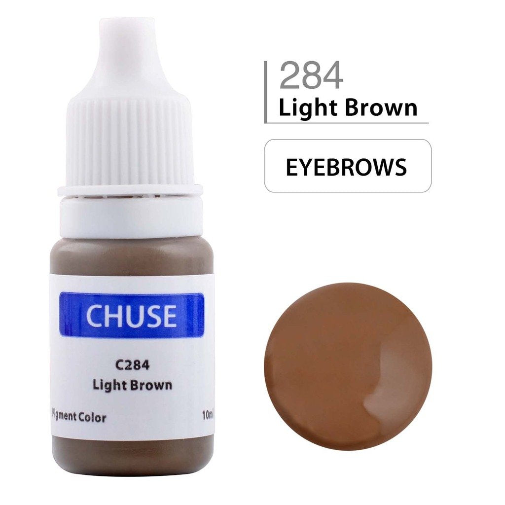 CHUSE Microblading Ink Permanent Makeup Pigment 0.35oz/10ml Eyebrow Ink Microblading Pigment for Eyebrow Eyeliner (C284 Light Brown)