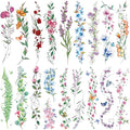 Watercolor Temporary Tattoos for Women - 24 Sheets Flower